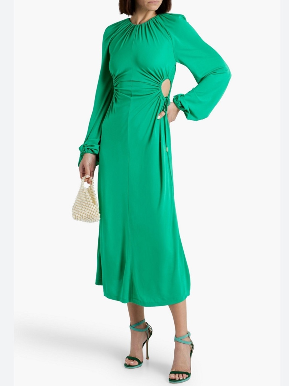 REBECCA VALLANCE Edie Ruched Cutout Jersey Midi Dress
